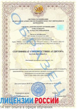Образец сертификата соответствия аудитора №ST.RU.EXP.00006191-1 Одинцово Сертификат ISO 50001
